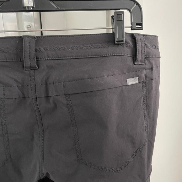 Eddie Bauer Pull On Cropped Capri Nylon Cargo Pants Easy Care Black Sz 12 - Picture 7 of 15